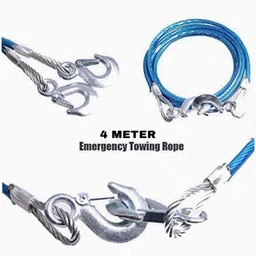 rohaneshop Car Towing Strong Emergency Tow Cable Rope with Dual Forged Hooks 4 meter Long 4 m Towing Cable image 2