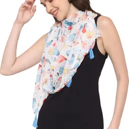 stolevilla Printed Chiffon Women Multicolor Scarf, Stole, Fancy Scarf image 5