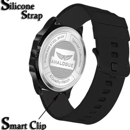 analogue Gun Metal Series | Smart Watch Strap | 3D Glass | Smart Clip | Day & Date Analog Watch - For Men ANLG-925-BLACK-BLACK-DD image 5