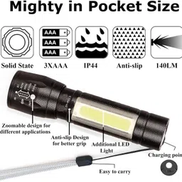 cilesis chargeable led torch with side light for emergency light, 3 modes, USB charging, 1 hrs Torch Emergency Light-picture-13