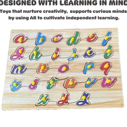 shalafi 3D Wooden Cursive Small Alphabets Puzzles Board Educational ABCD Tray for Kids image 3