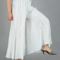 cango Women Flared White Viscose Rayon Trousers image 3