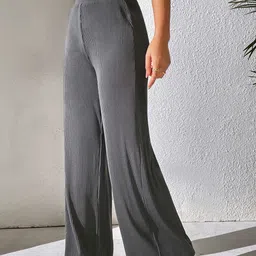 dtr fashion Women Regular Fit Grey Lycra Blend Trousers image 3