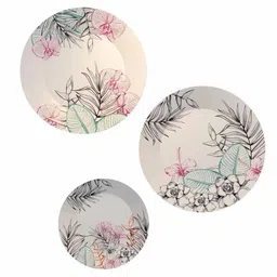 homscape Ceramic Wall Plates With Outline Flower Set of 3 image 4