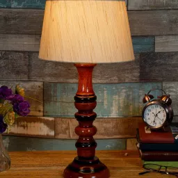 Fondi Beige Fabric Shade Night Lamp With Wood Base By BrightDaisy image 1