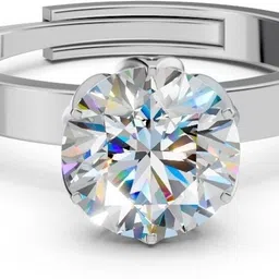 miss highness Zircon Diamond Gift Adjustable Ring – Luxury Jewellery Gift for Women & Girls, Silver Cubic Zirconia Sterling Silver Plated Ring image 2