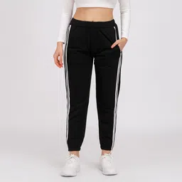 toura Women Striped Black Track Pants image 1