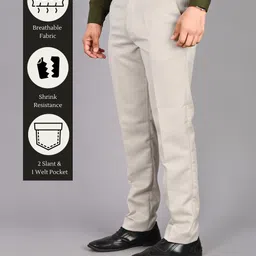 Men Regular Fit Beige Cotton Blend Trousers-image-57
