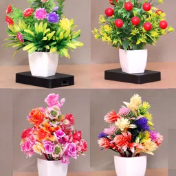 s-biv Artificial Flower For office Shop And Home Decoration , And table decor Multicolor Rose Artificial Flower with Pot-picture-25