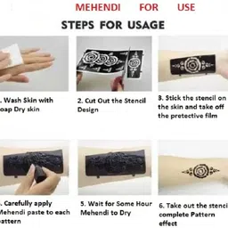 mehendiaura Mehandi AURA Stencil For Female hands bridal, Mehendi Design Sticker Stencil MEHENDI AURA - F78 Herbal, Natural Stencil image 2