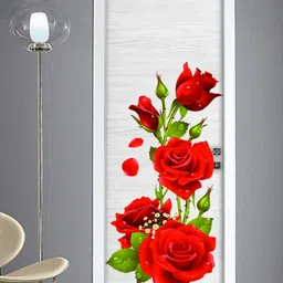 the decor house 95 cm red rose door design(48x95) Self Adhesive Sticker-picture-18