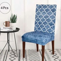 b7 creations Blue Printed Polyester Blend 14x38 Inch Chair Covers (Pack of 4)-picture-39