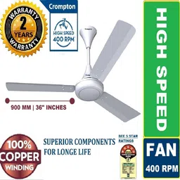 SUPER HIGH SPEED 400 RPM 51 Watts Energy Saver 100% COPPER Longer Life19 with 24 Months Warranty 900 mm Ceiling Fan-image-77