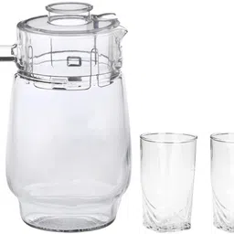 1st Time 1 Glass Jug With Lid And 2 Matching Glasses Set, Perfect For Serving Drinks –B5 Jug Glass Set-picture-11