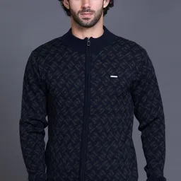 godfrey Men Checkered Round Neck Blue, Beige Sweater-picture-28