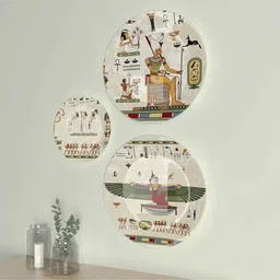 homscape Ceramic Wall Plates with Egyptian Art Deco Set of 3 image 4