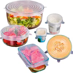 dj finder 6 Pcs Multi Size Reusable Silicone Lids Food and Bowl Covers 2.6 inch, 3.7 inch, 4.5 inch, 5.7 inch, 6.5 inch, 8.3 inch Lid Set, Pack of 1 image 2