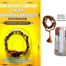 robin export company Primium Quality 2 Mukhi Nepali Rudraksha Bracelet With Lab tested certificate Wood-picture-24