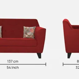 trevi furniture Bali Fabric 2 Seater Sofa in Red Colour image 2