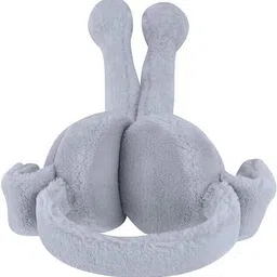 empoison Grey Winter Fluffy Earmuff | 3D Ear Fur Plush Ear Warmer (Ear Moving) Ear Muff image 3
