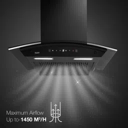 kaff NORA DHC 60 Curved Glass Filterless Chimney 60 CM with 1450 m3/hr Suction Auto Clean Wall Mounted Grey 1450 CMH Chimney image 2