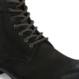 san frissco Olive High Top Synthetic Suede Lace Ups Biker Chain Boots For Men image 2