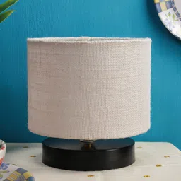 new era Drum Designer White Jute Shade Table Lamp with Black Base image 2