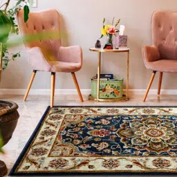 sapana carpet-mats Navy Blue Persian Polypropylene 4 Ft X 6 Ft Machine Made Carpet-picture-38