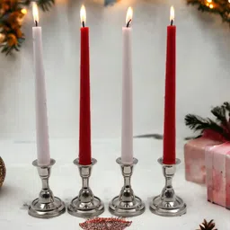 HOSLEY Red & White 4 Pieces Unscented Taper Candles-picture-27