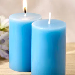 Home Centre Blue 2 Pieces Blueberry Scented Pillar Candles-picture-12
