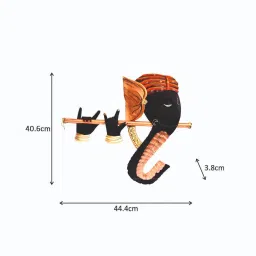 handicrafts paradise Ganesha Playing Flute Multicolour Iron (Pack of 2) Wall Art image 3