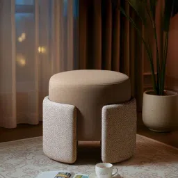 Paradiso Fabric Pouffe In Geowave Taupe & Claystone Colour-image-29