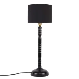 new era Black Cotton Shade Country Table Lamp With Black Base image 4