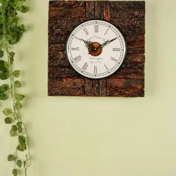 disoo fashions Tree Bark Wooden Roman Dial Analog Wall Clock image 1