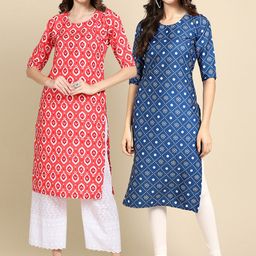 7threads KALINI Women Multicoloured Geometric Printed Block Print Handloom Crepe Kurta-picture-47