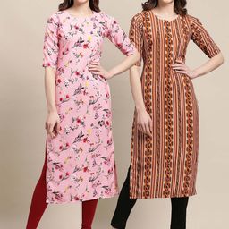 7threads KALINI Women Pink & Brown Geometric Printed Block Print Handloom Crepe Kurta-picture-41