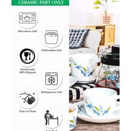 cello Opal Glass 15pcs Tea Set of 6pcs Cup, 6pcs Saucer, 1pc Clear Glass Crafe, 1pc Milk Mug & Sugar Pot) image 4