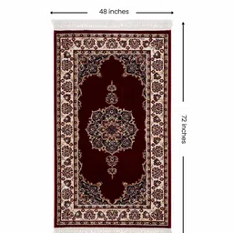 sapana carpet-mats Burgundy & Cream Traditional Polyester 4 x 6 Feet Machine Made Carpet image 2