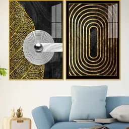 vibecrafts Modern Nordic Black And Golden Acrylic Framed Art Panel (Set Of 2) image 2