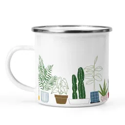 gathari Plants Enamel Printed White 350ml Stainless Steel Coffee Mug image 5