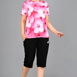 Floral Print Women Swim-dress Pink Swimsuit-image-7