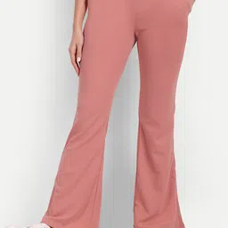 next one Women Flared Orange Polyester Trousers-picture-35