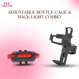 fcc racing Bicycle Adjustable Bottle Cage & USB Rechargeable Back Light Combo Lightweight Bicycle Bottle Holder image 2