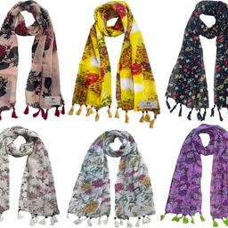 fusfus Printed Chiffon Women Multicolor Stole, Fancy Scarf-picture-24