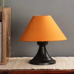 foziq Exemplary Orange Fabric Shade Night Lamp With Metal Base image 2
