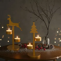 i r impex Gold Plated 2 - Cup Candle Holder Set image 1