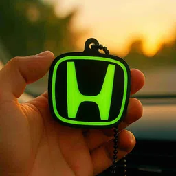 eliteauto Premium Honda 3D Green fluorescent car Mirror Hanging with Metal Chain Car Hanging Ornament image 2