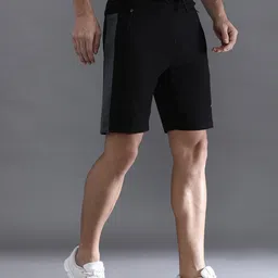 crocodile Solid Men Black Sports Shorts image 2