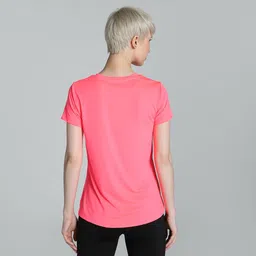puma Women Printed Crew Neck Polyester Pink T-Shirt image 4