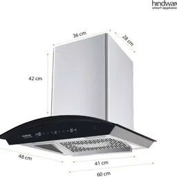 hindware smart appliances Ripple 60 Auto Clean Wall Mounted INOX 1350 CMH Chimney image 4